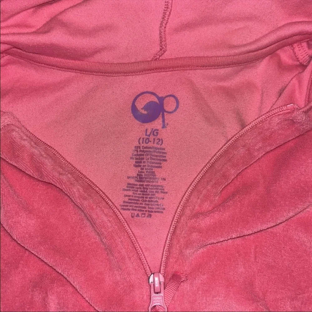 Girls Large (10/12) OP Pink Terry Cloth Zip Up Swim Suit Cover Up